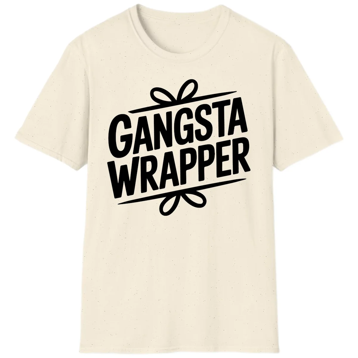 Gangsta Wrapper Christmas Design T-Shirt in Natural
