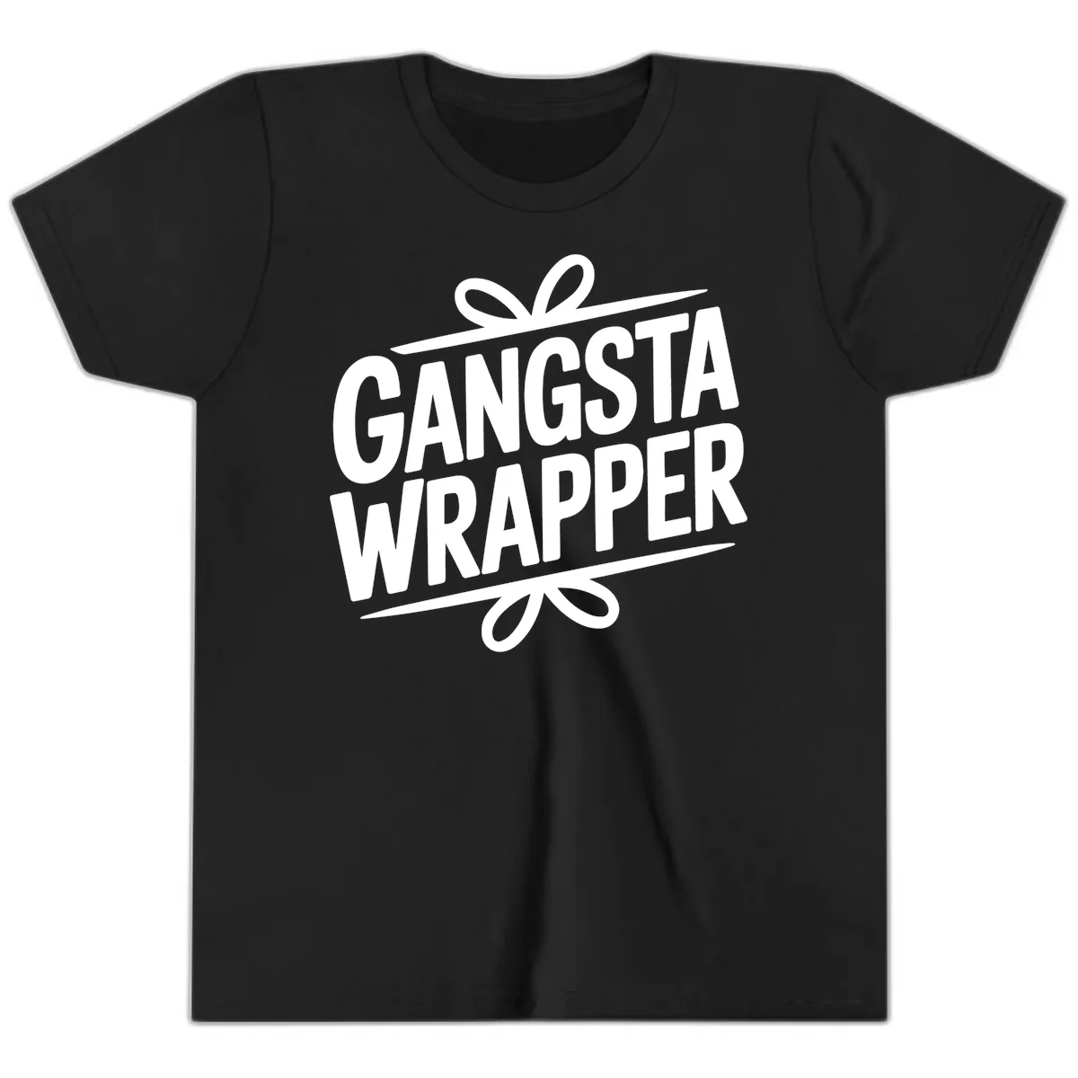 Gangsta Wrapper Christmas Design Youth T-Shirt in Black