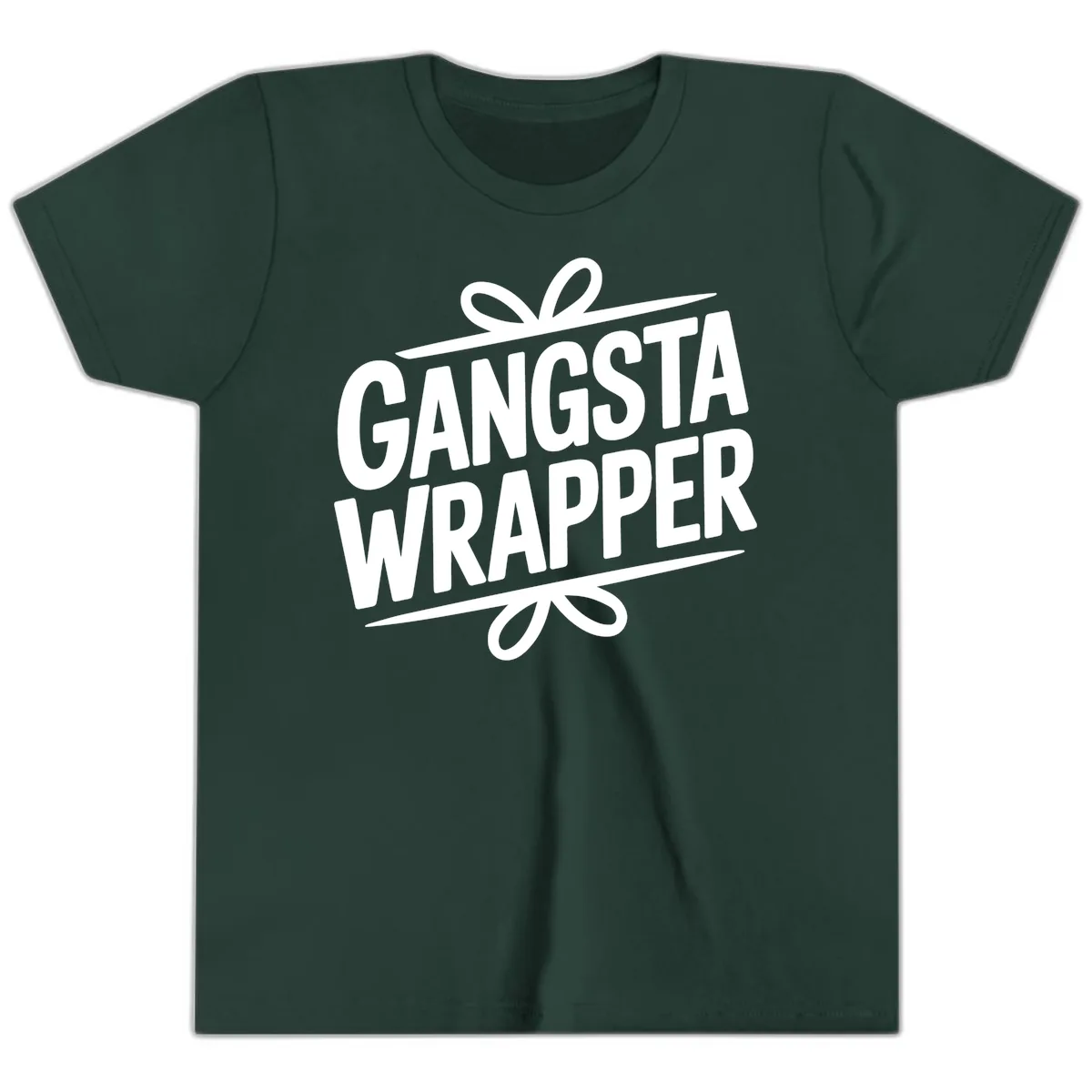 Gangsta Wrapper Christmas Design Youth T-Shirt in Forest