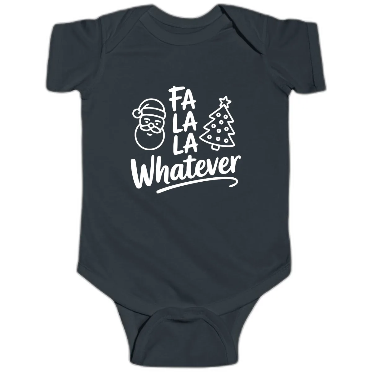 Fa La La Whatever Christmas Design Baby Onesie in Black