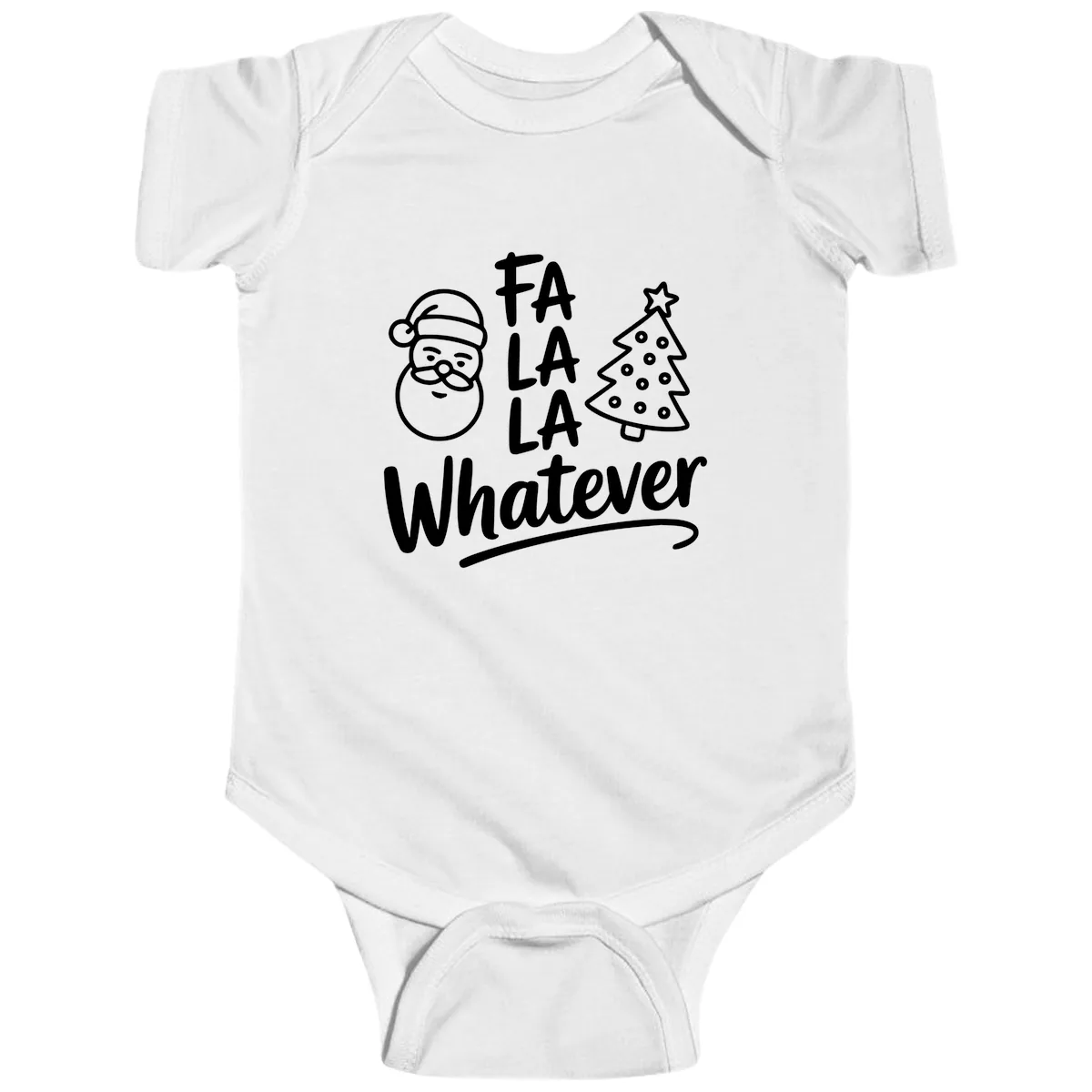 Fa La La Whatever Christmas Design Baby Onesie in White