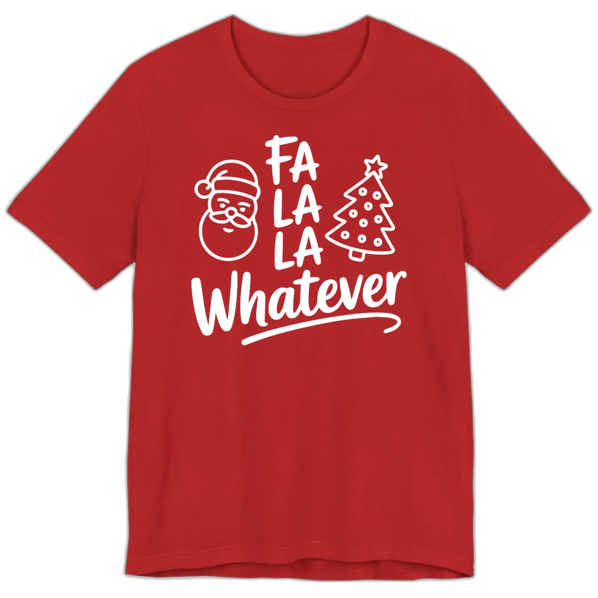 Fa La La Whatever Christmas Design Premium T-Shirt in Red
