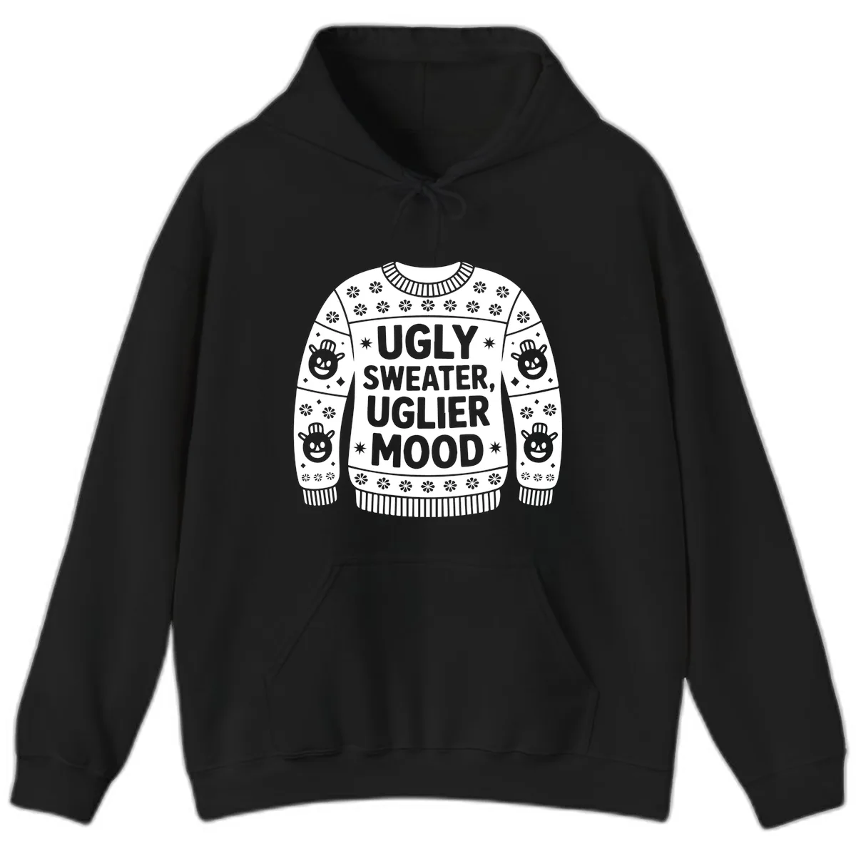 Ugly Sweater Mood T-Shirt Hoodie in Black
