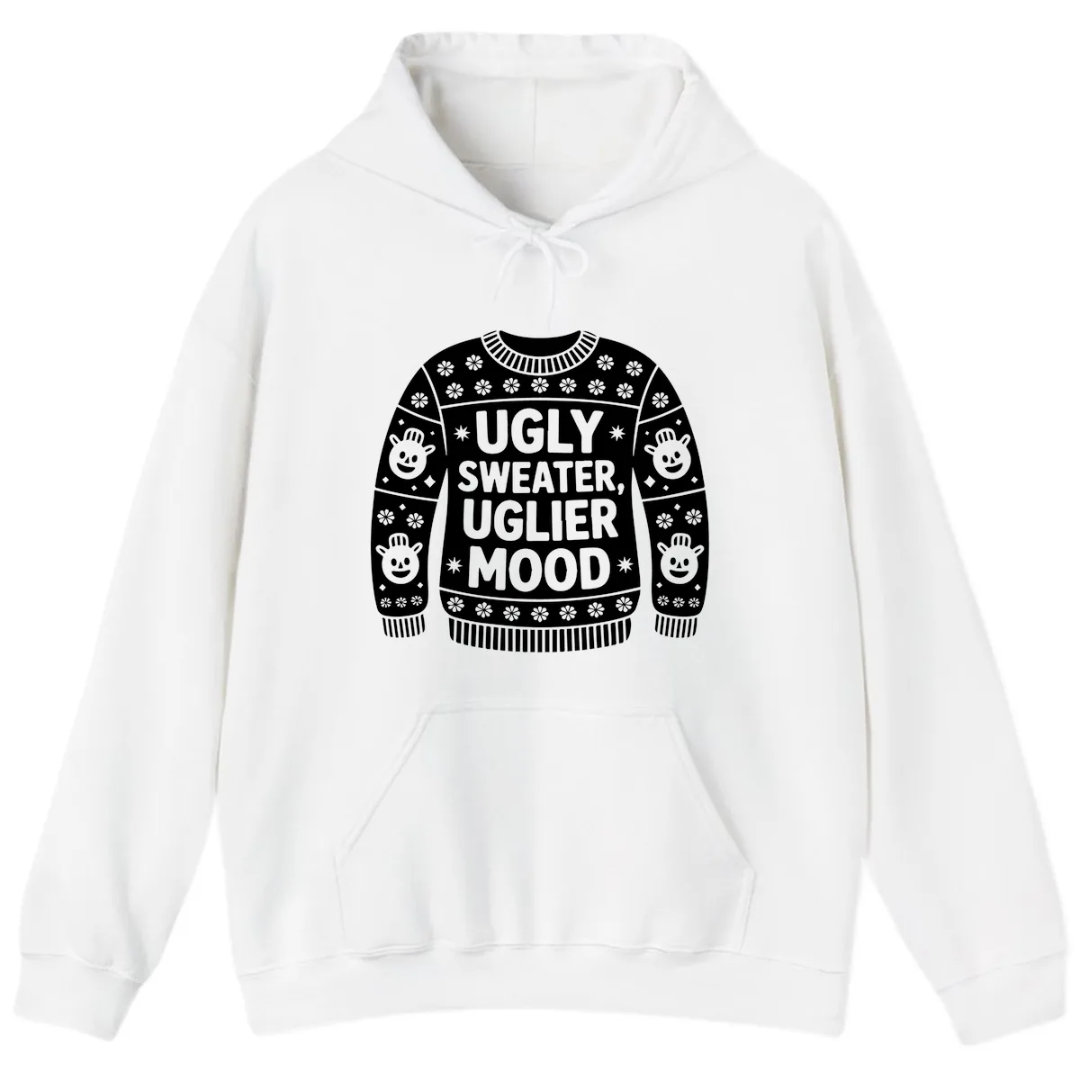 Ugly Sweater Mood T-Shirt Hoodie in White
