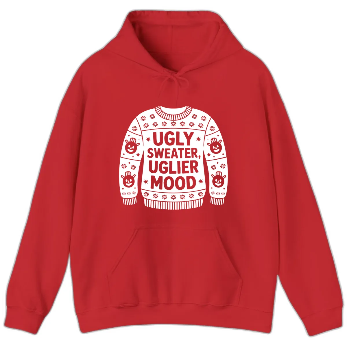 Ugly Sweater Mood T-Shirt Hoodie in Red