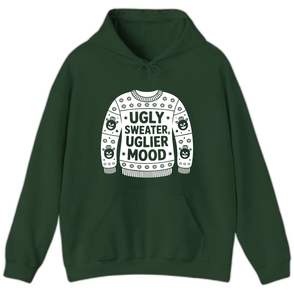 Ugly Sweater Mood T-Shirt Hoodie in Forest Green