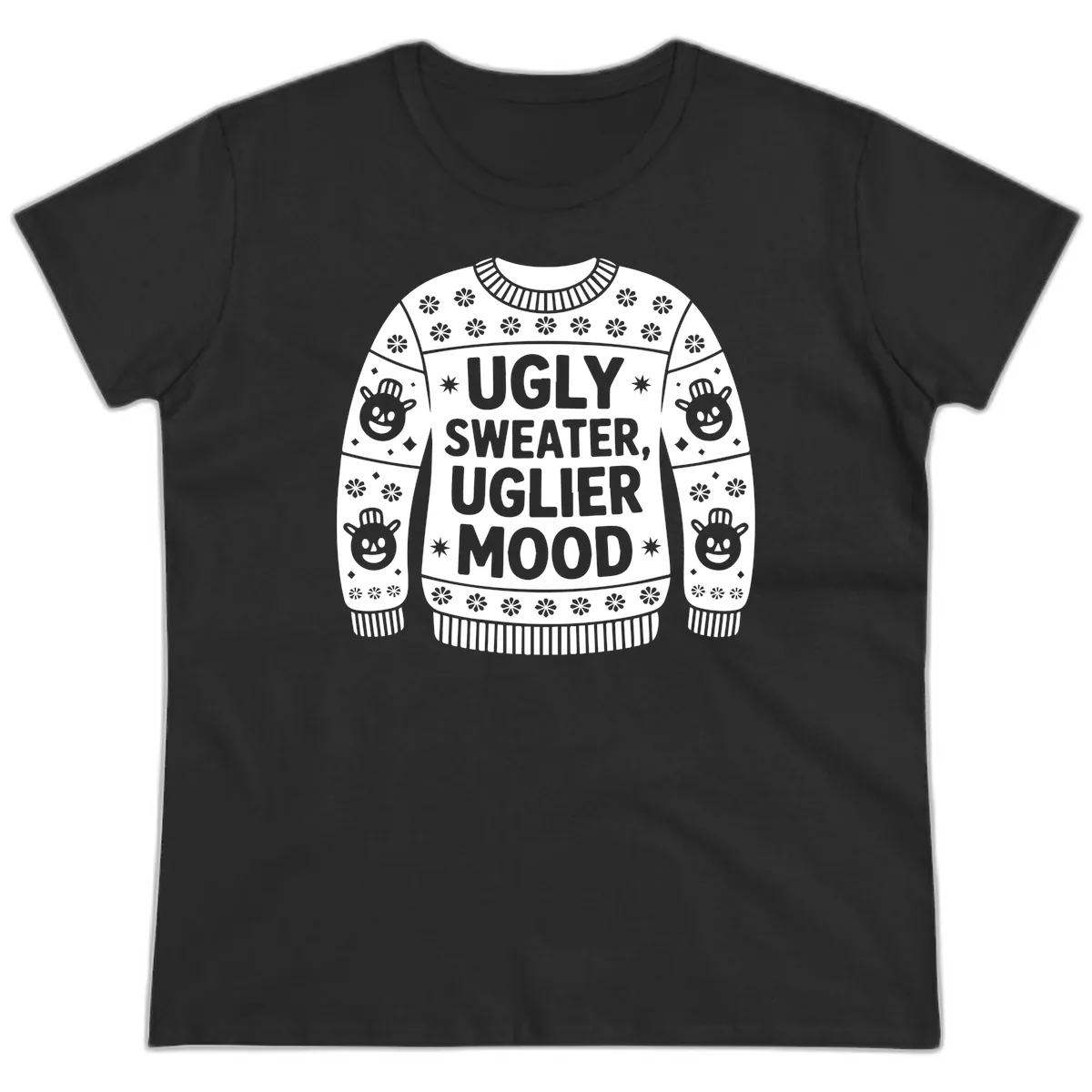 Ugly Sweater Mood T-Shirt Ladies Tee in Black
