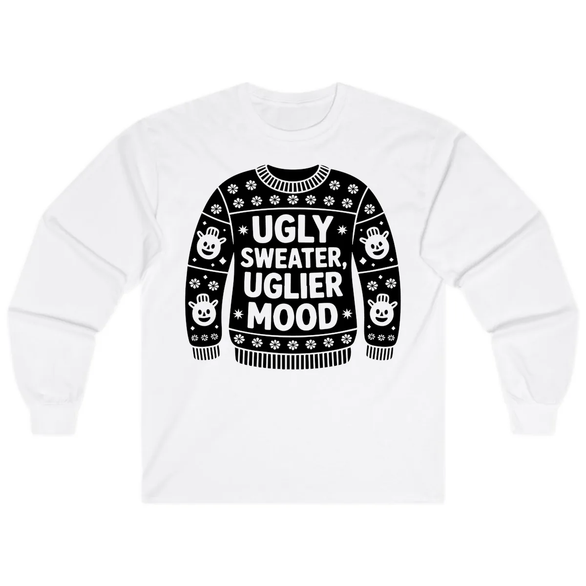 Ugly Sweater Mood T-Shirt Long Sleeve in White