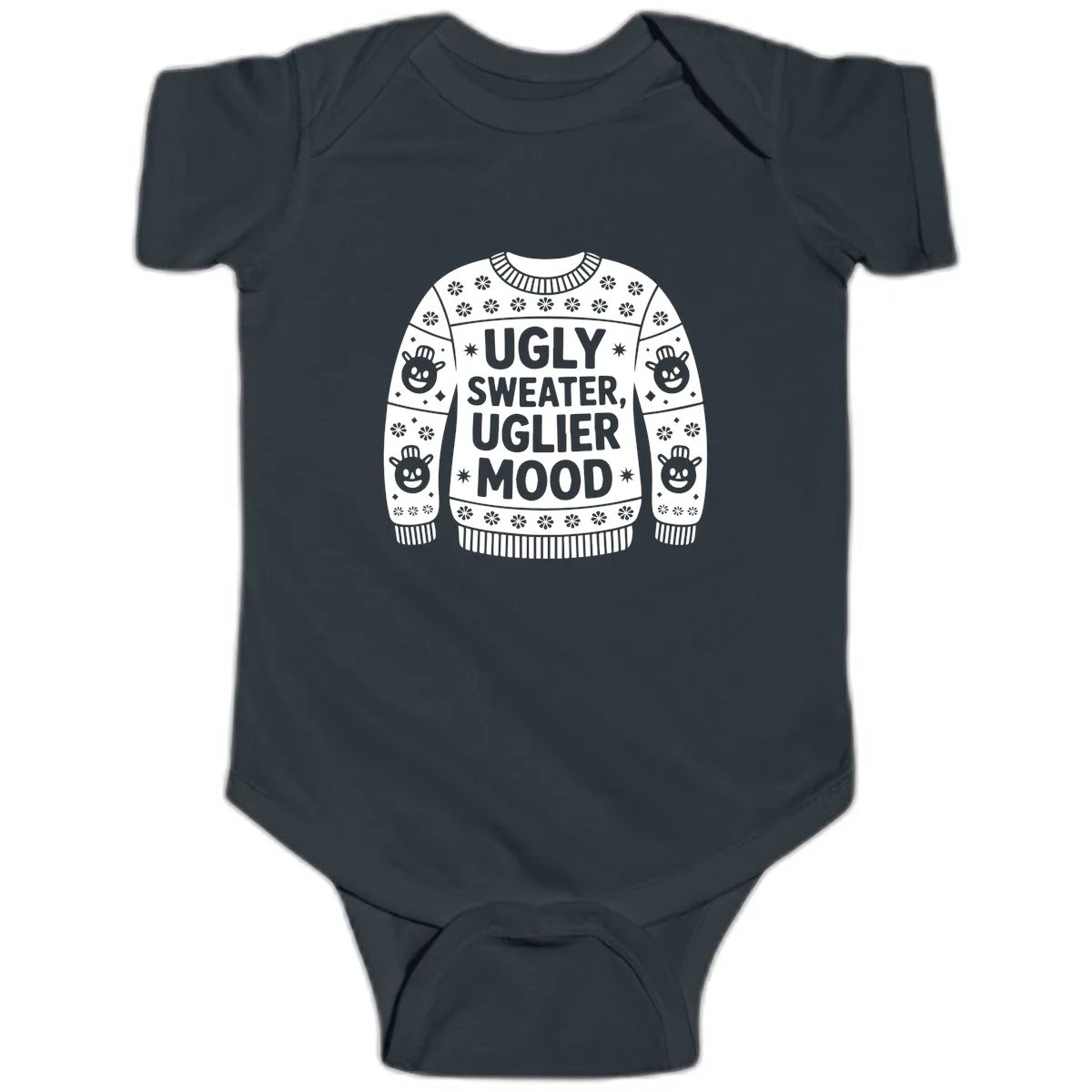 Ugly Sweater Mood T-Shirt Baby Onesie in Black