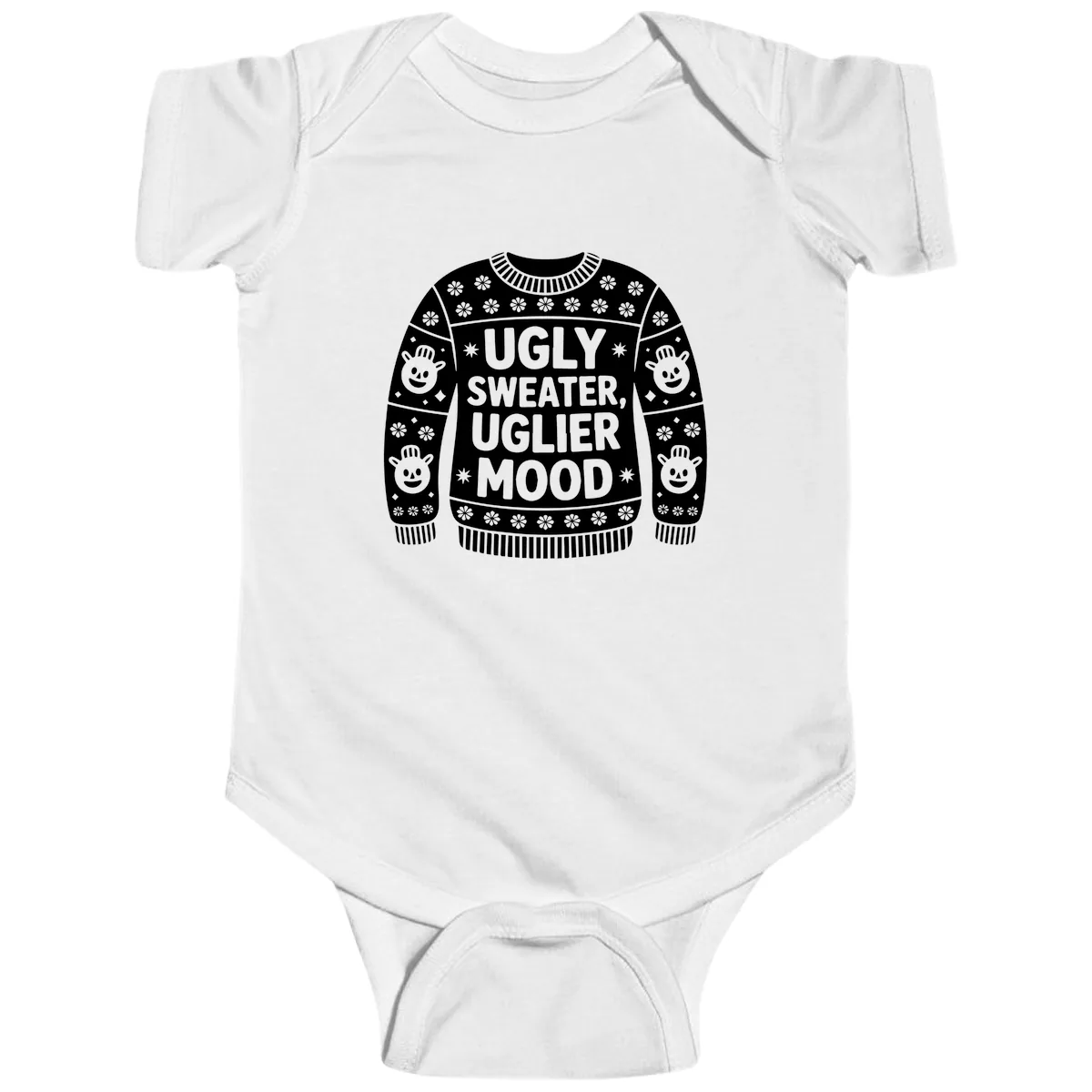 Ugly Sweater Mood T-Shirt Baby Onesie in White