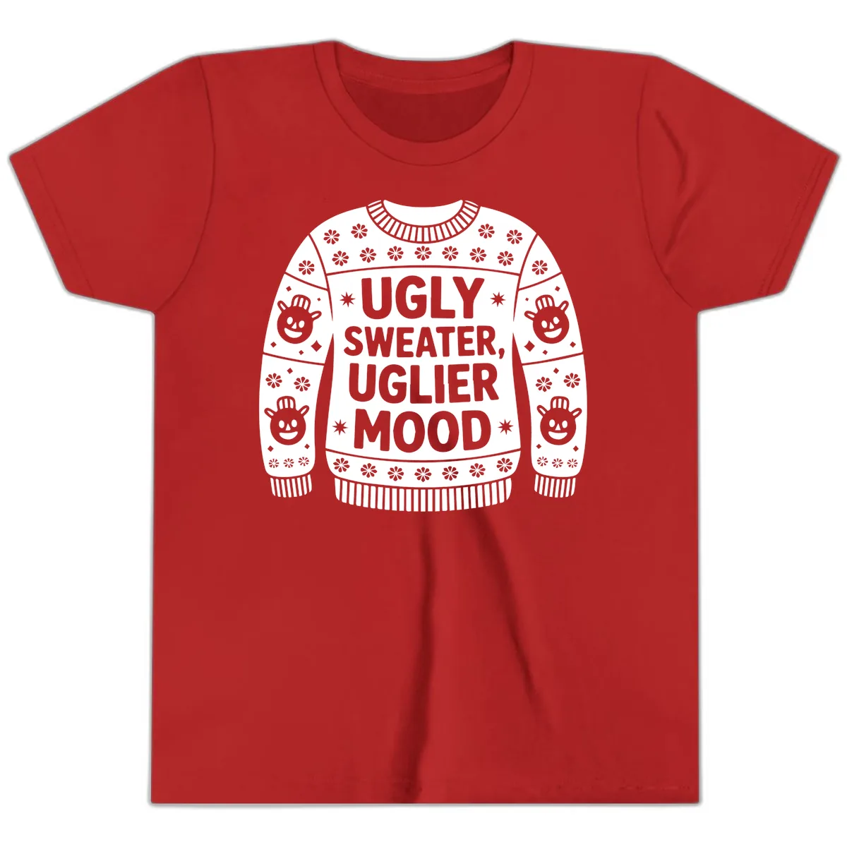 Ugly Sweater Mood T-Shirt Youth T-Shirt in Red