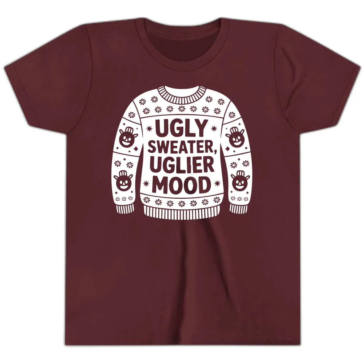 Ugly Sweater Mood T-Shirt Youth T-Shirt in Maroon
