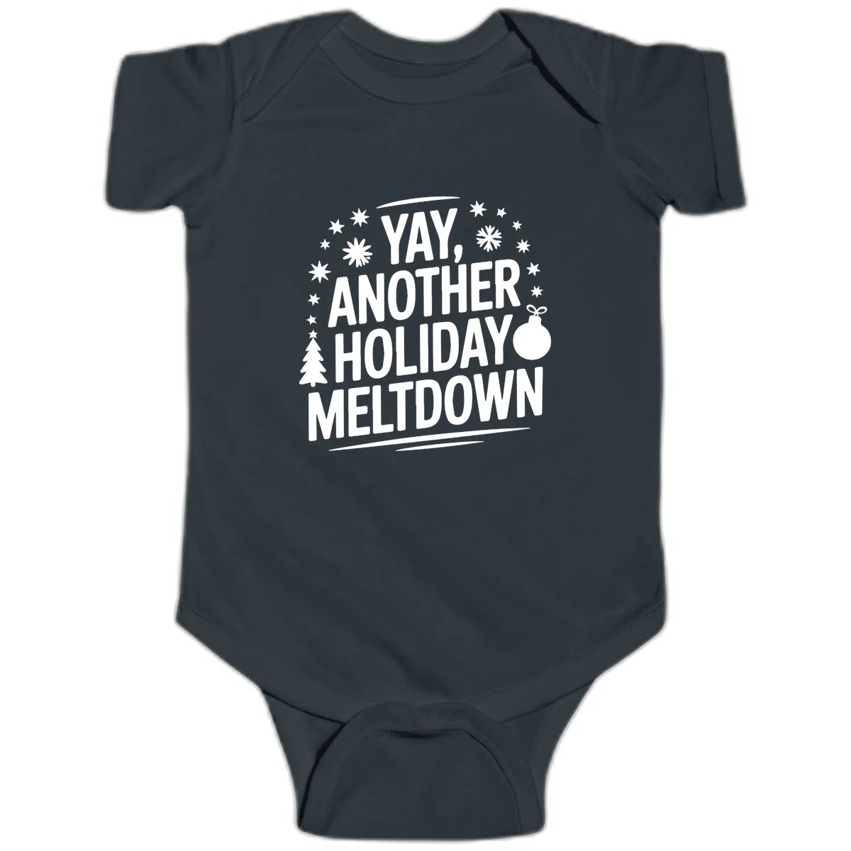 Another Holiday Meltdown Baby Onesie in Black