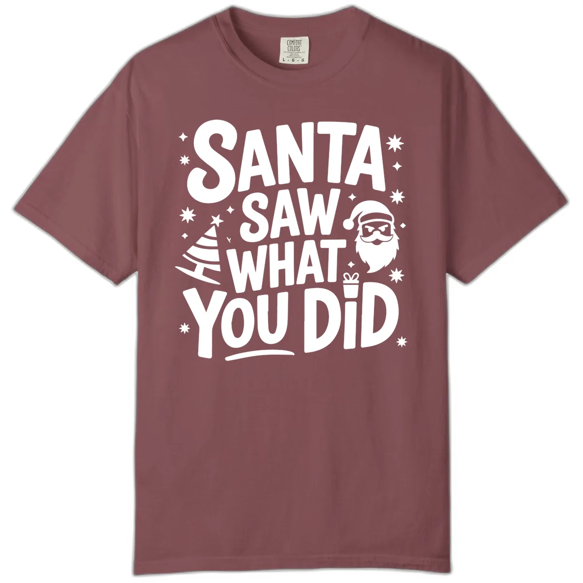 Santa Saw What You Did Design Comfort Color in Brick