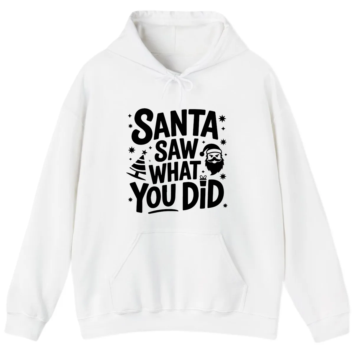 Santa Saw What You Did Design Hoodie in White