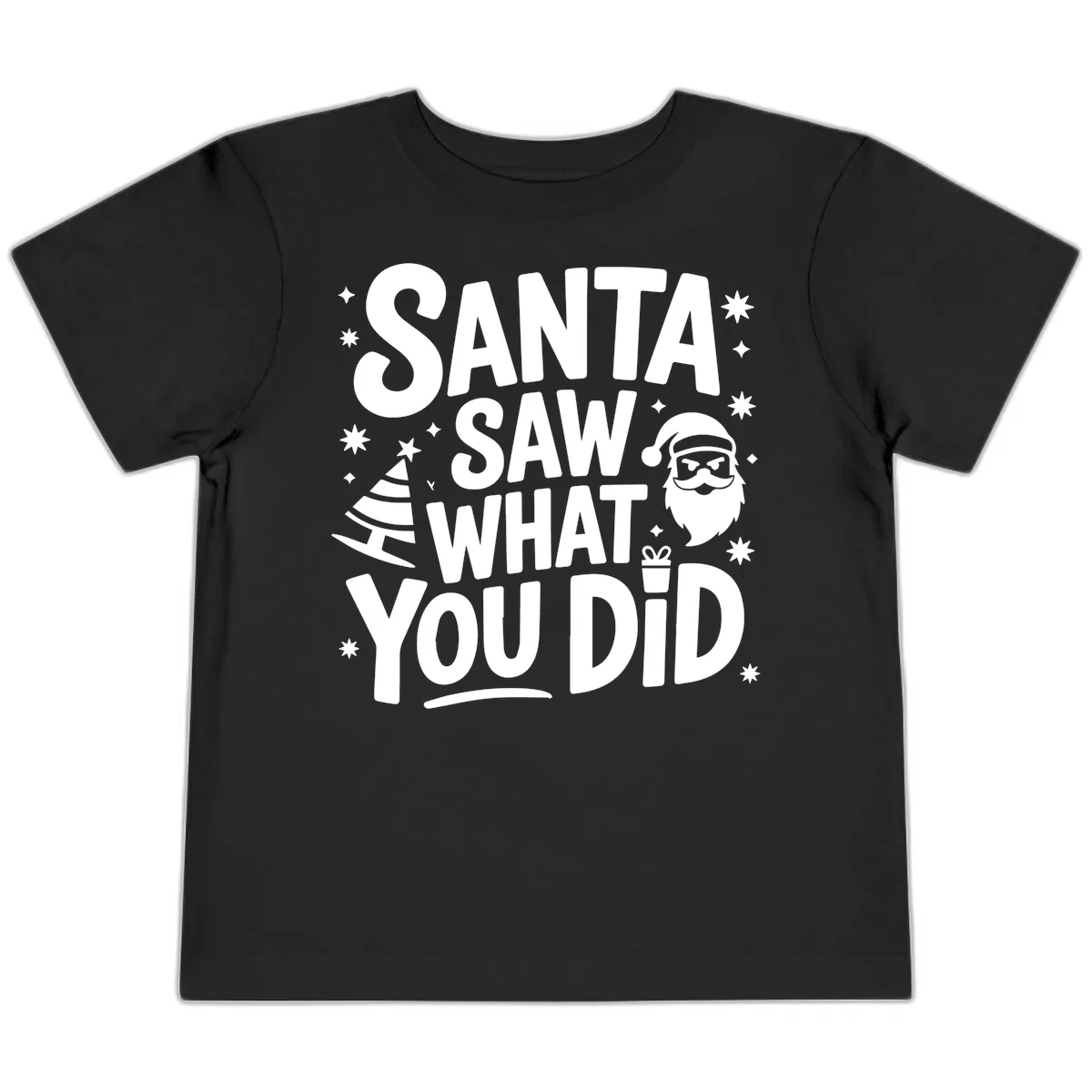 Santa Saw What You Did Design Toddler T-Shirt in Black