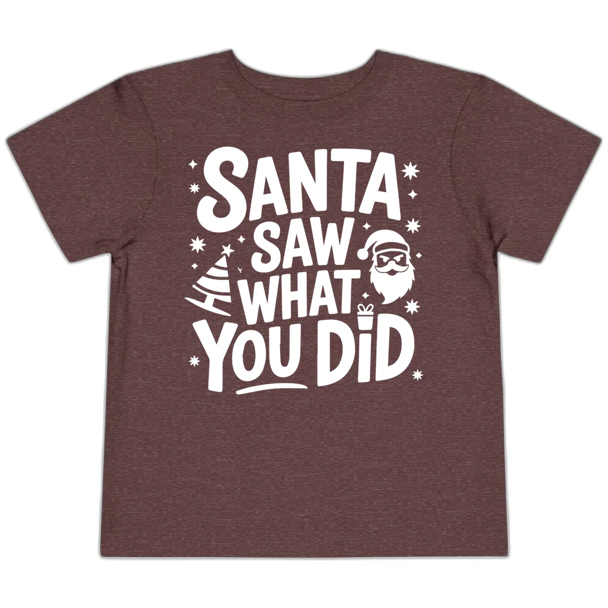 Santa Saw What You Did Design Toddler T-Shirt in Heather Maroon