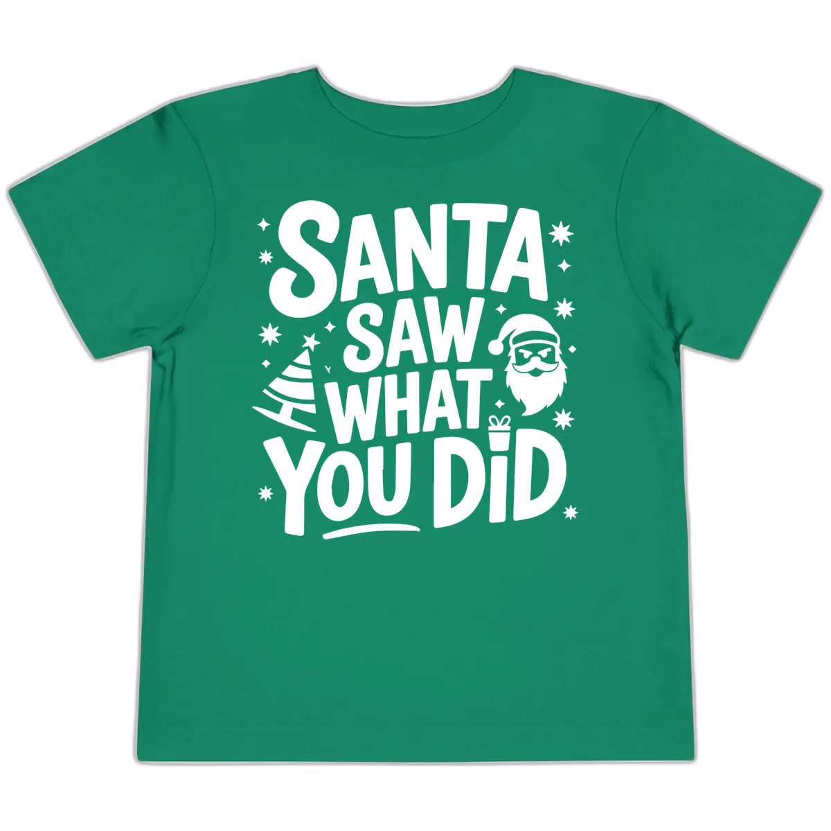 Santa Saw What You Did Design Toddler T-Shirt in Kelly