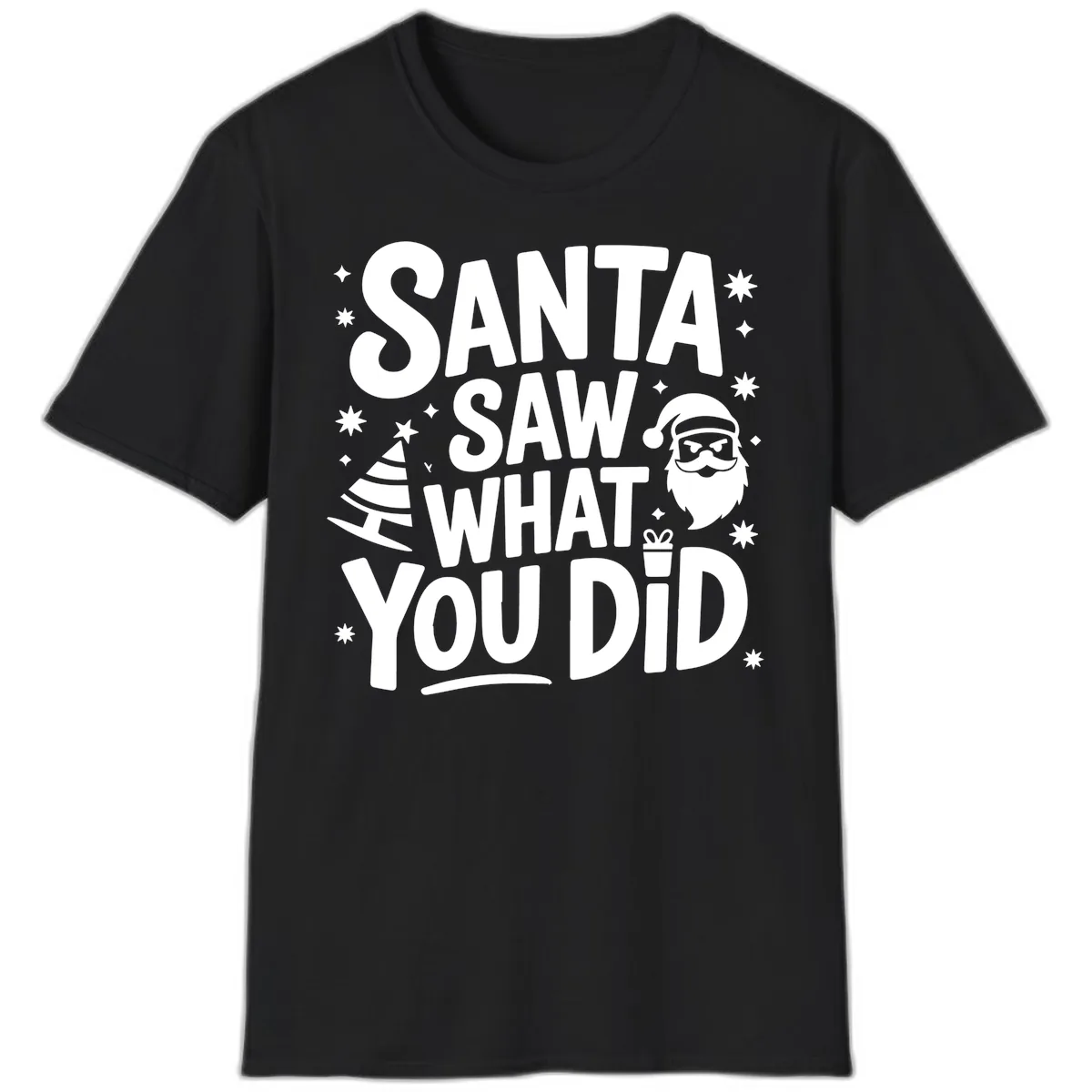 Santa Saw What You Did Design T-Shirt in Black
