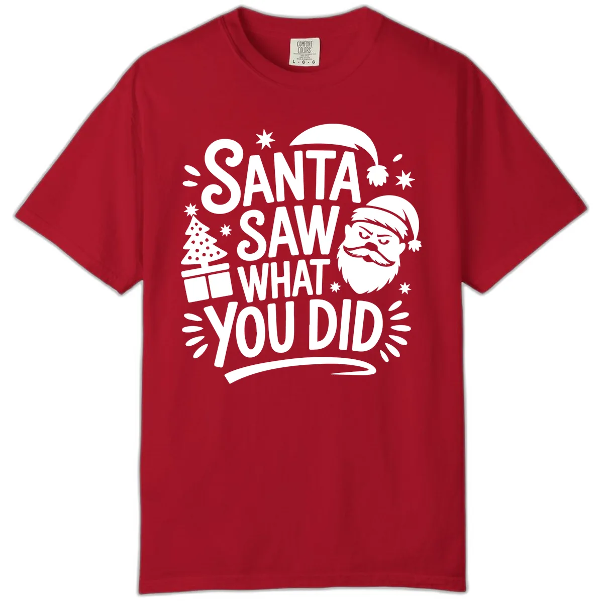 Santa Saw What You Did Design Comfort Color in Red