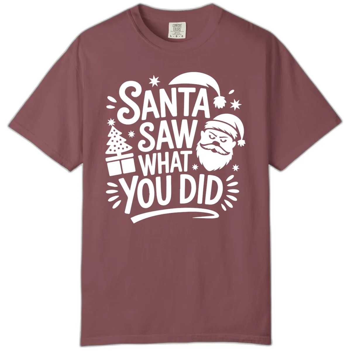 Santa Saw What You Did Design Comfort Color in Brick