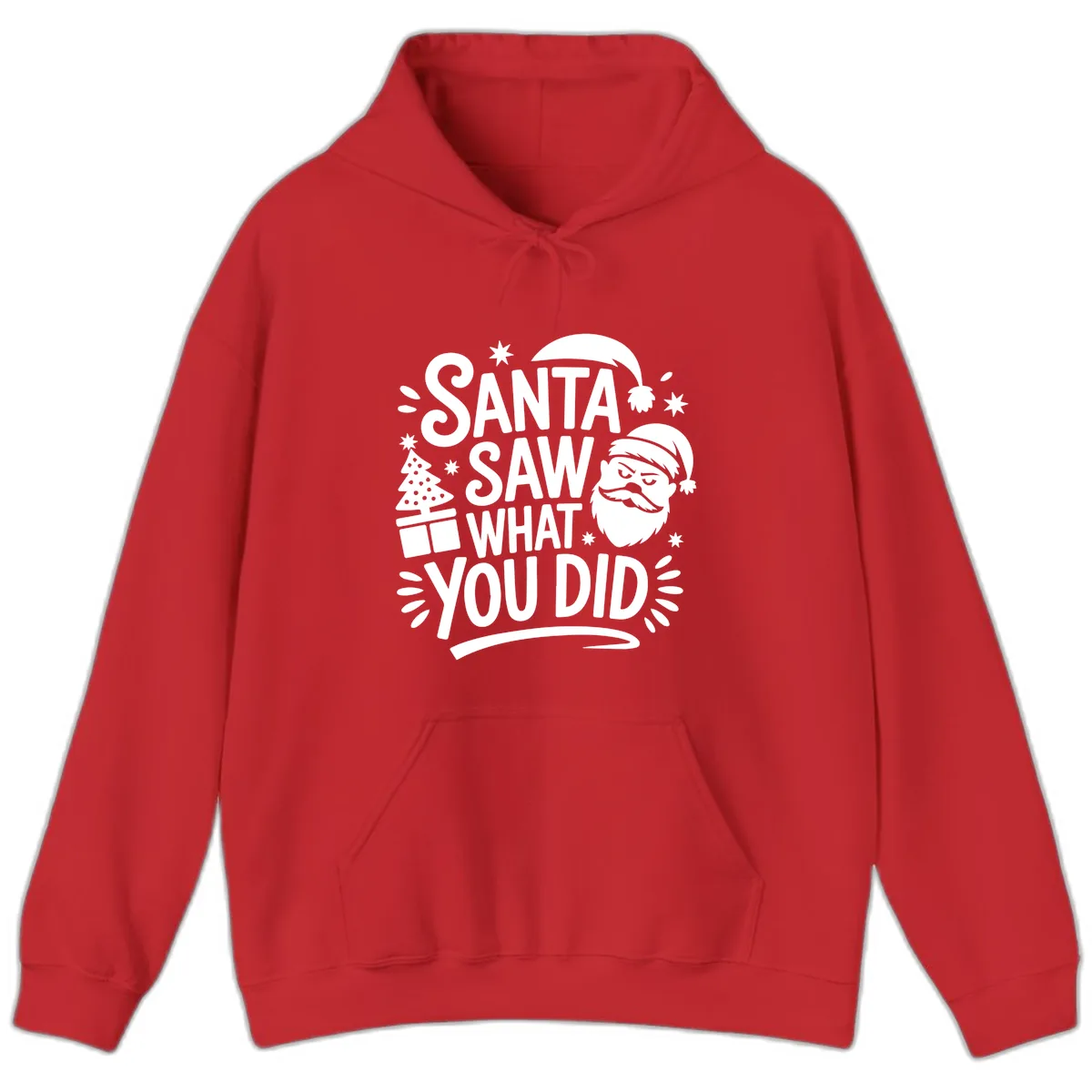 Santa Saw What You Did Design Hoodie in Red