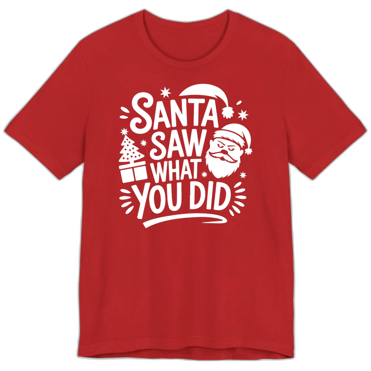 Santa Saw What You Did Design Premium T-Shirt in Red