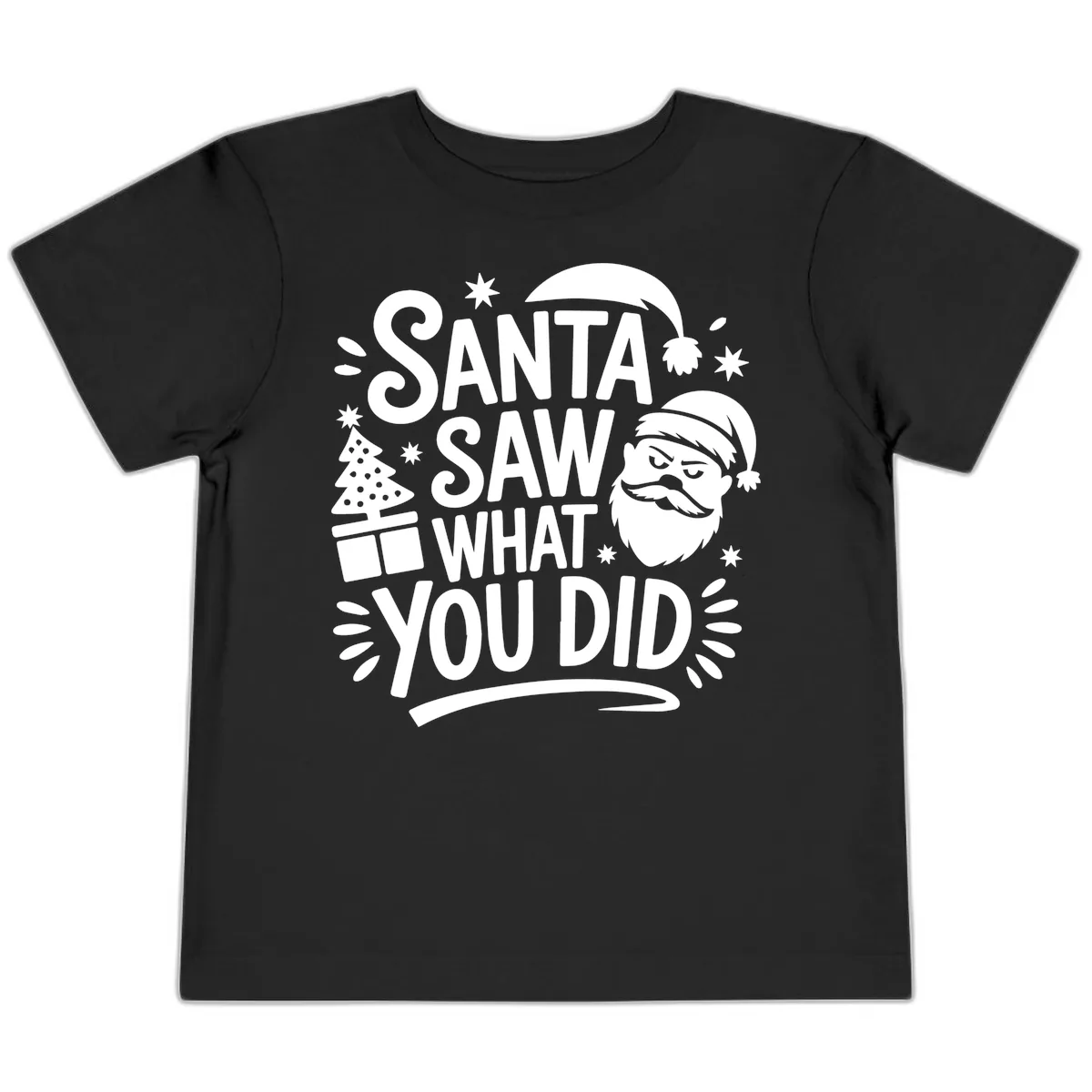 Santa Saw What You Did Design Toddler T-Shirt in Black