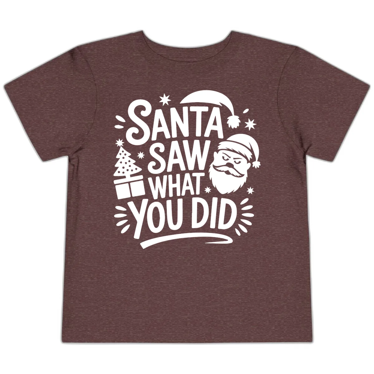 Santa Saw What You Did Design Toddler T-Shirt in Heather Maroon