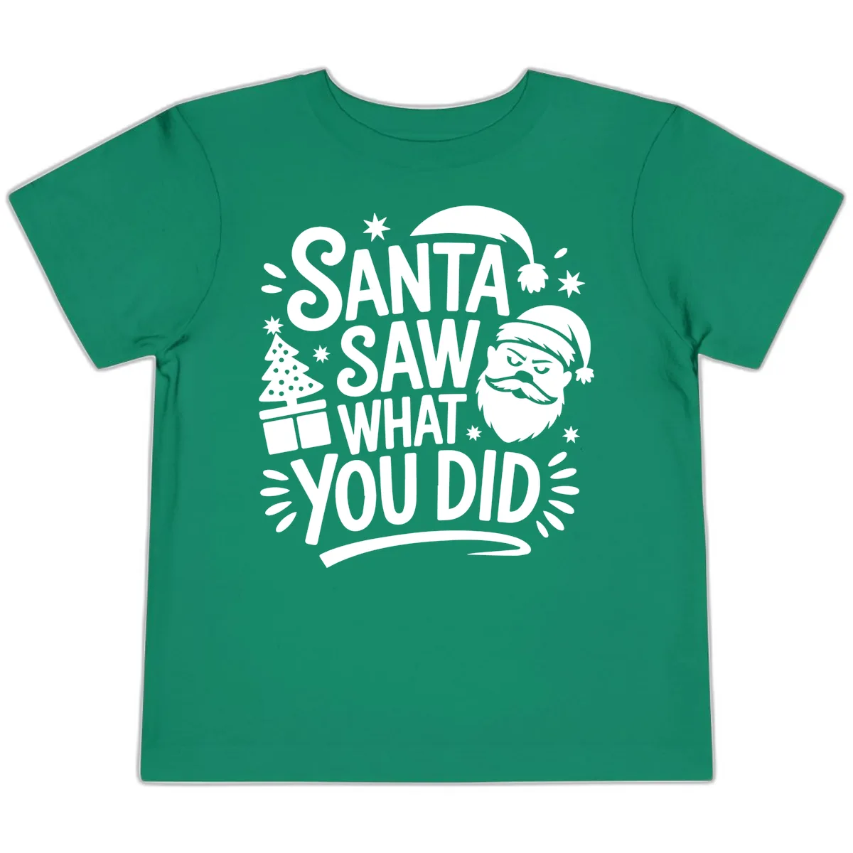 Santa Saw What You Did Design Toddler T-Shirt in Kelly