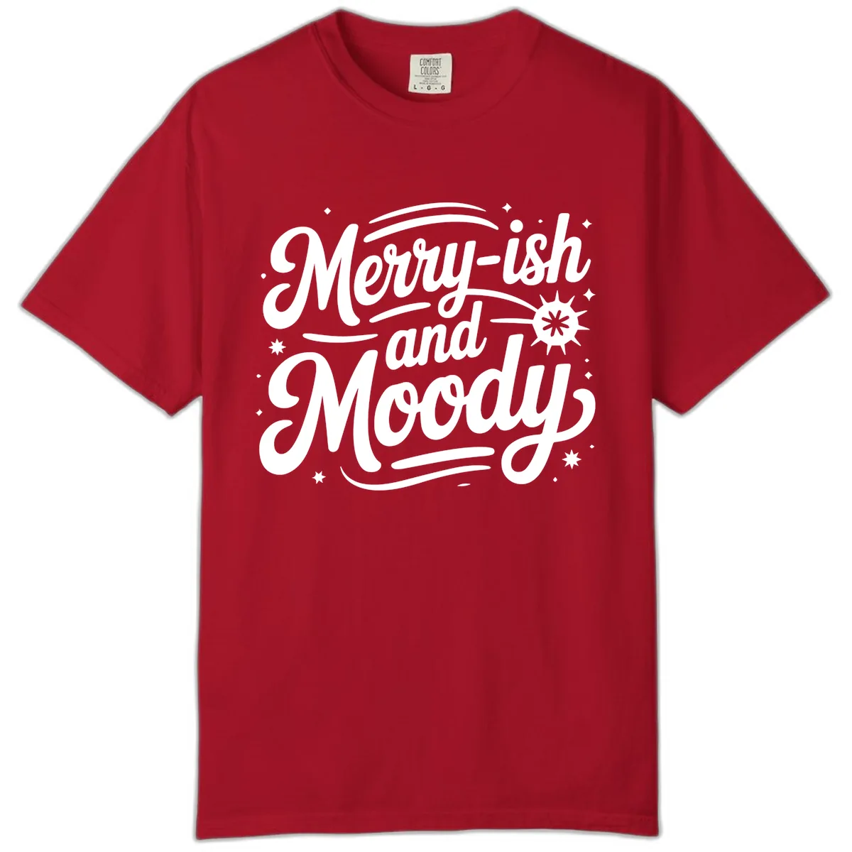 Merry-ish and Moody Typography Comfort Color in Red