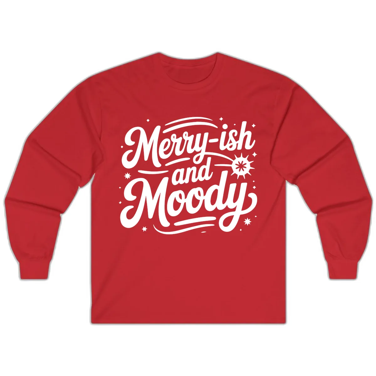 Merry-ish and Moody Typography Long Sleeve in Red