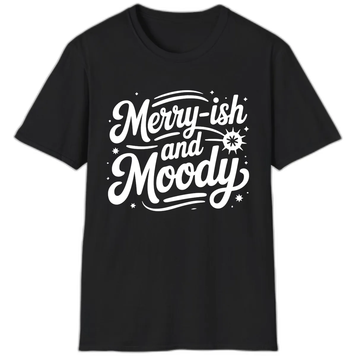 Merry-ish and Moody Typography T-Shirt in Black