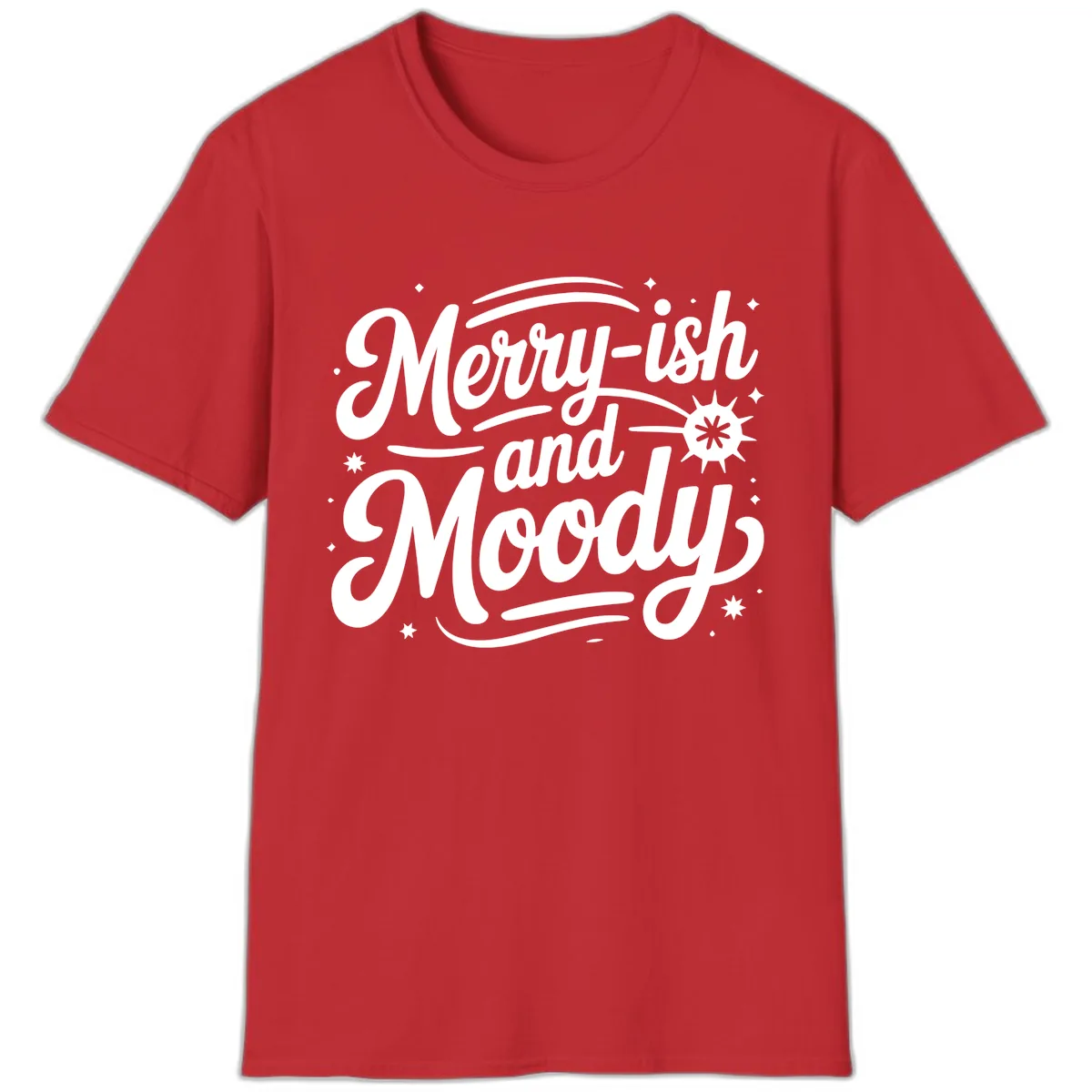 Merry-ish and Moody Typography T-Shirt in Red