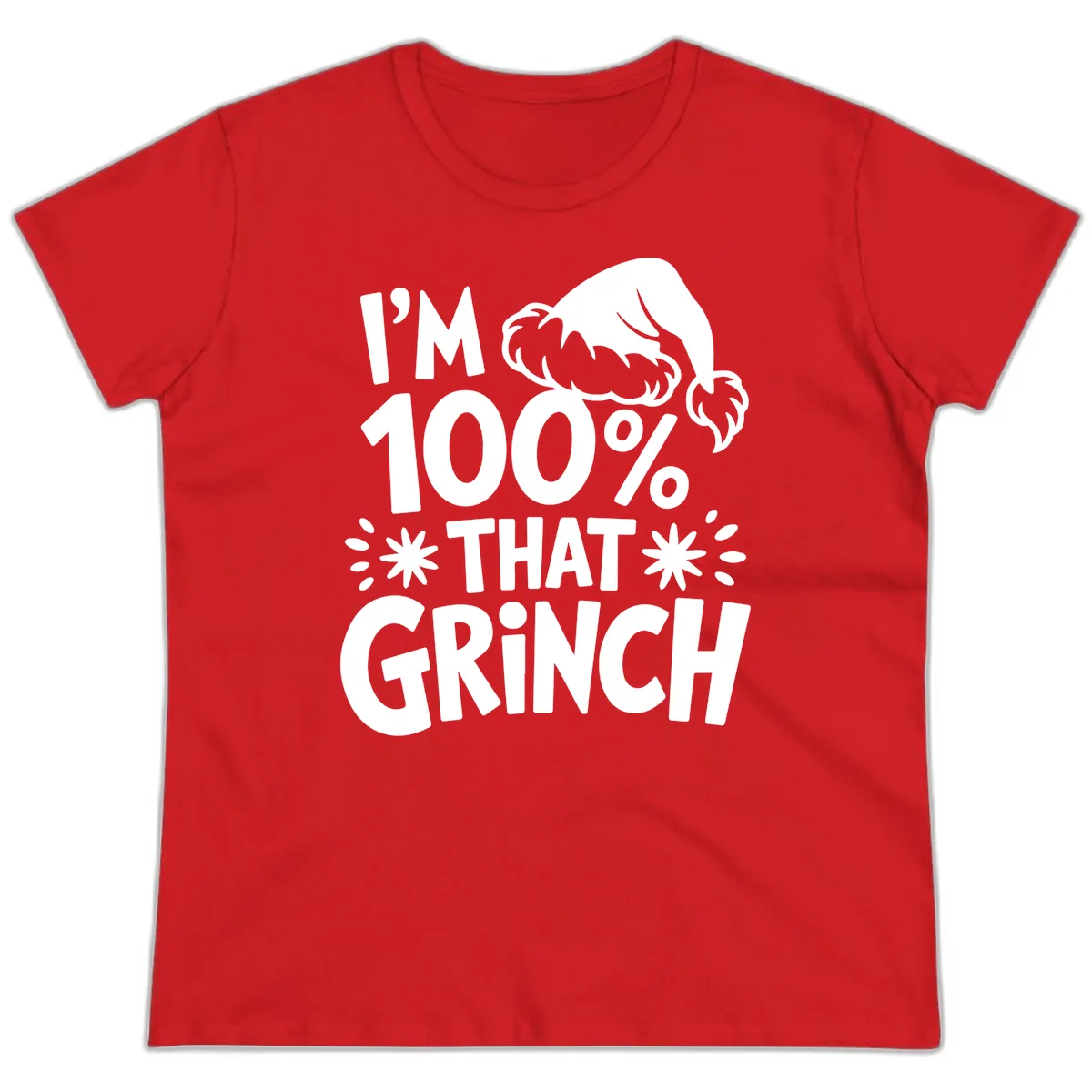 I'm 100% That Grinch Ladies Tee in Red