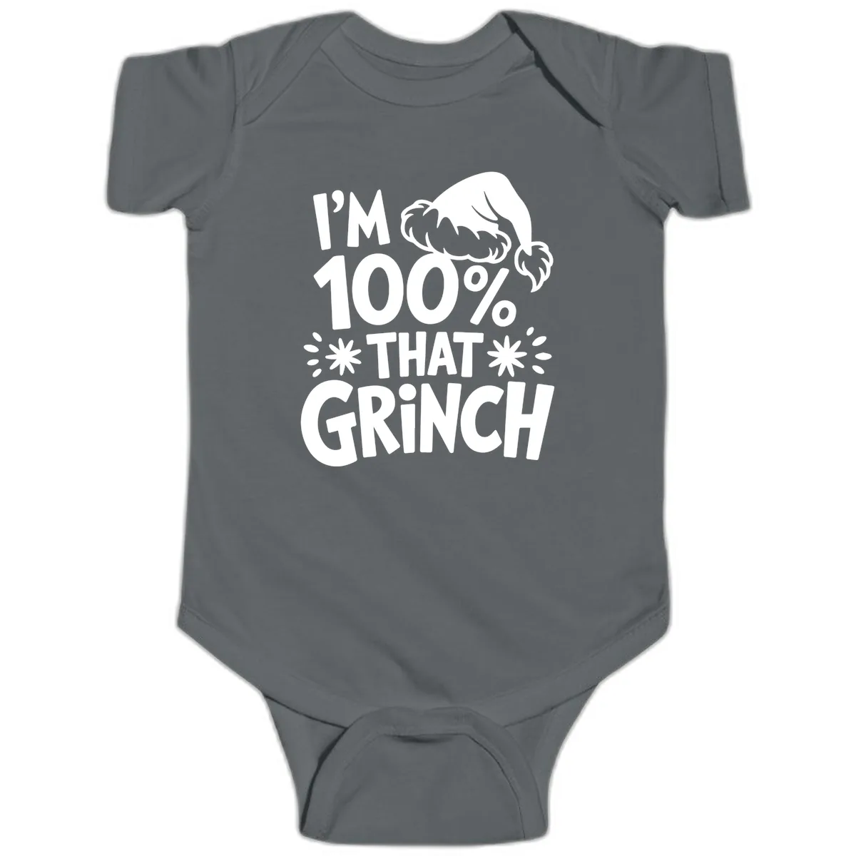 I'm 100% That Grinch Baby Onesie in Charcoal