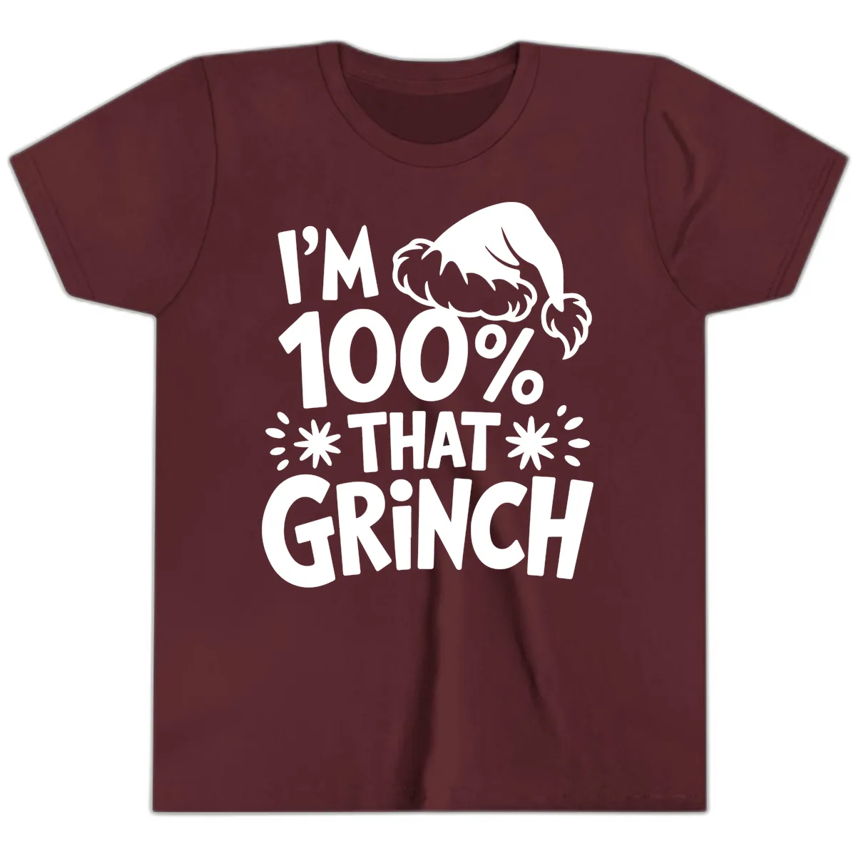 I'm 100% That Grinch Youth T-Shirt in Maroon