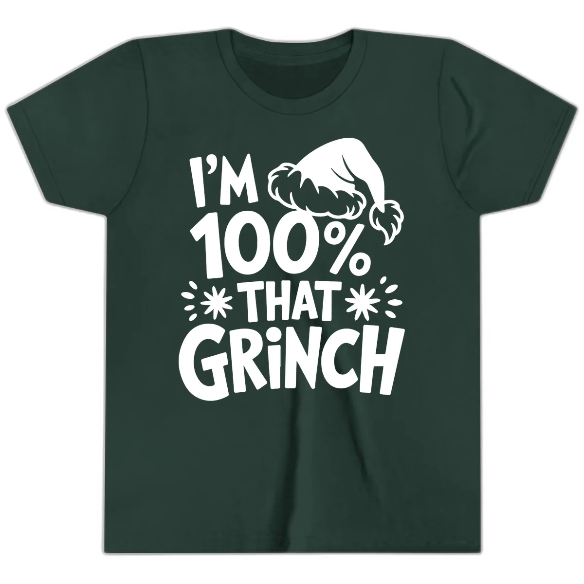 I'm 100% That Grinch Youth T-Shirt in Forest