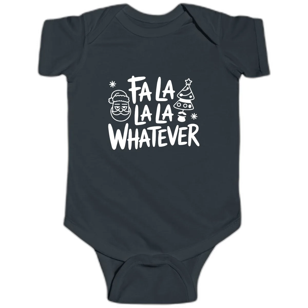 Fa La La Whatever Christmas Design Baby Onesie in Black