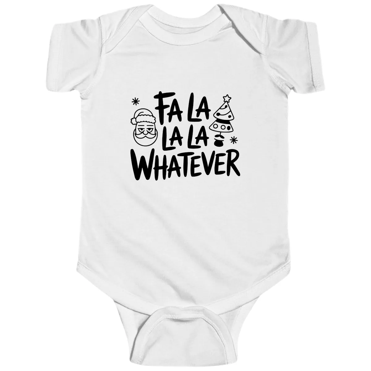 Fa La La Whatever Christmas Design Baby Onesie in White