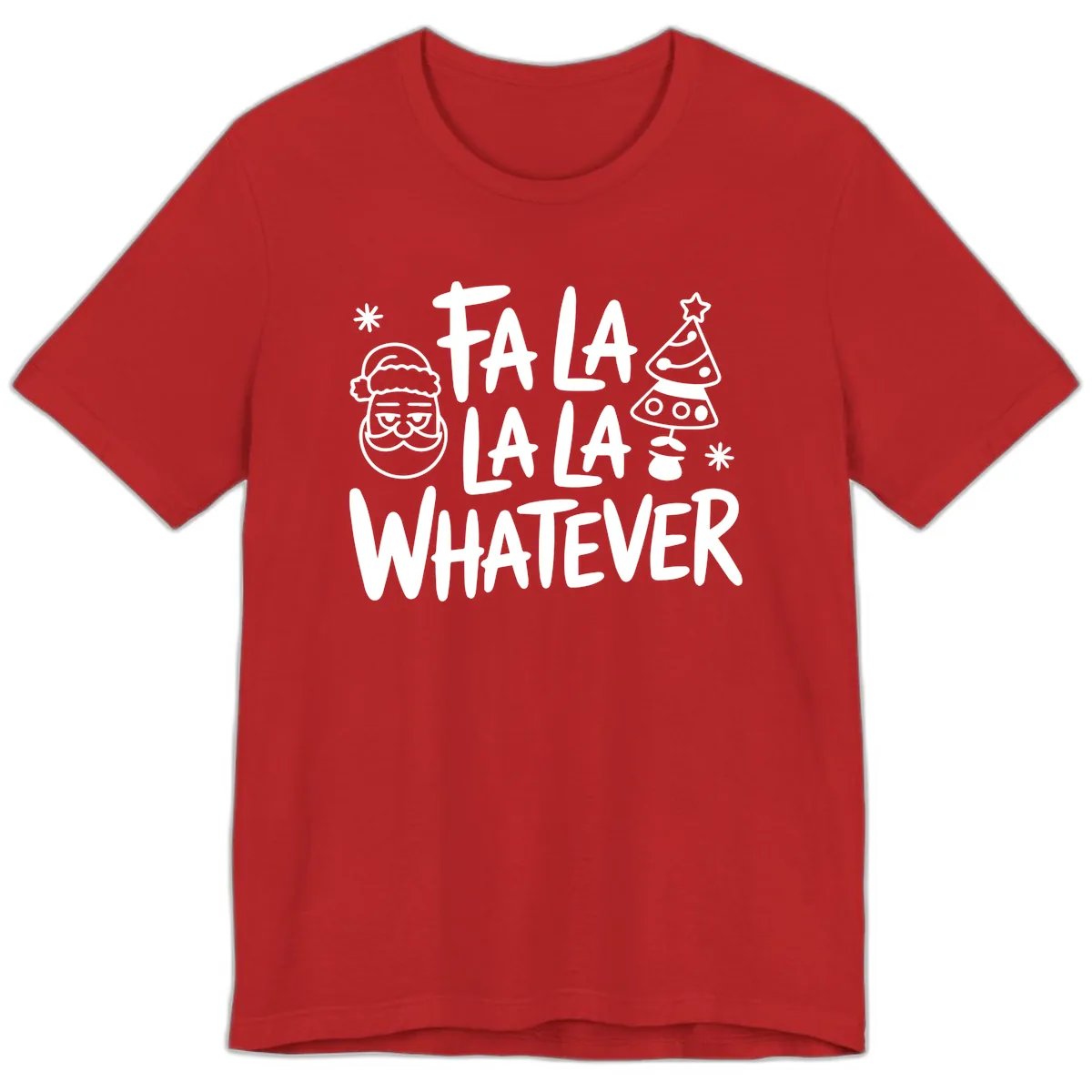 Fa La La Whatever Christmas Design Premium T-Shirt in Red