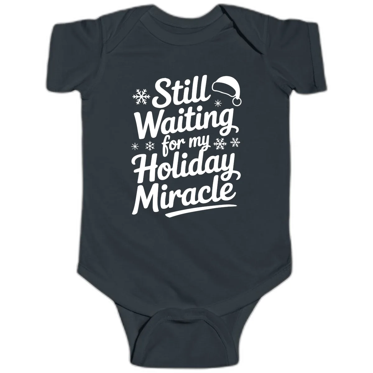 Still Waiting For My Holiday Miracle Baby Onesie in Black