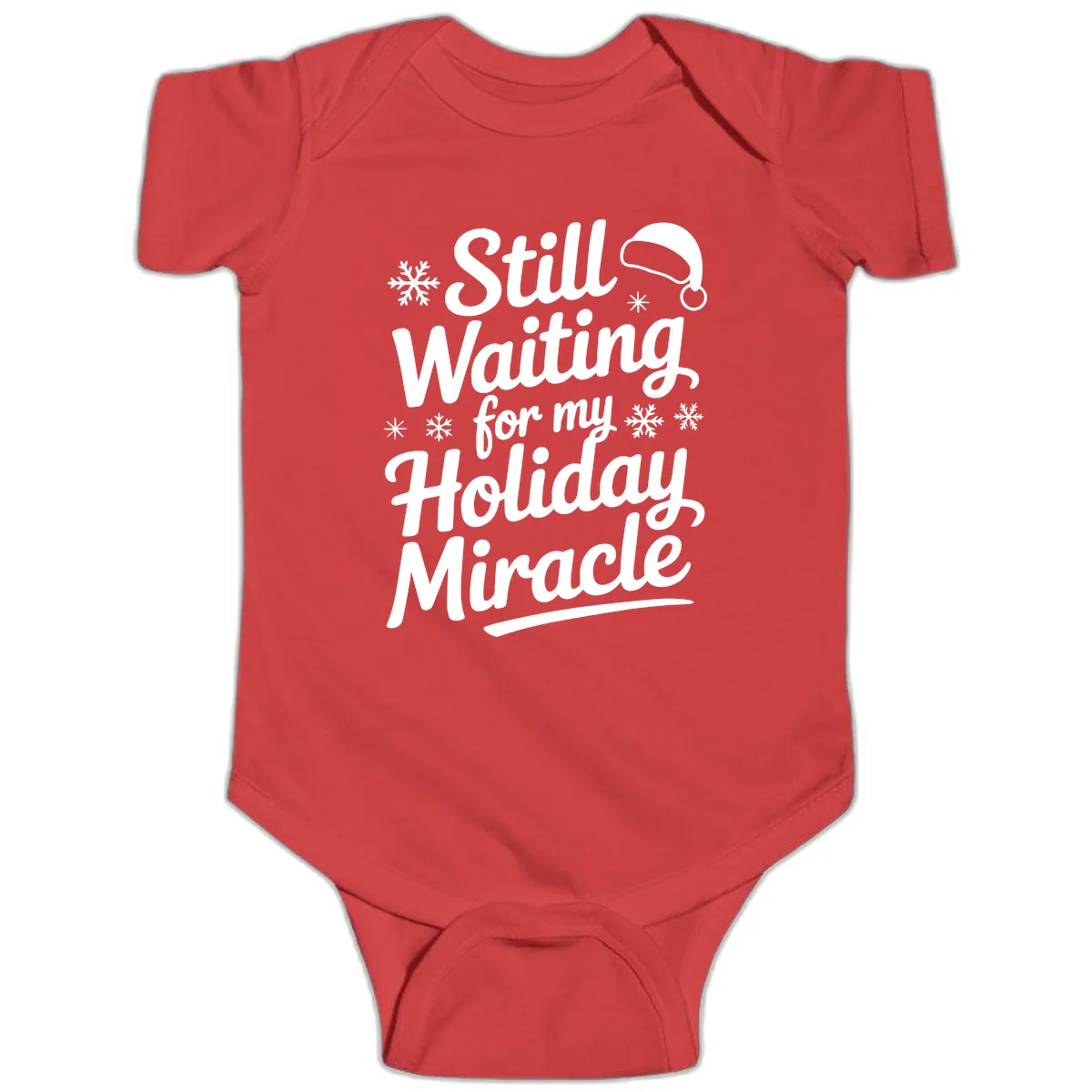 Still Waiting For My Holiday Miracle Baby Onesie in Red