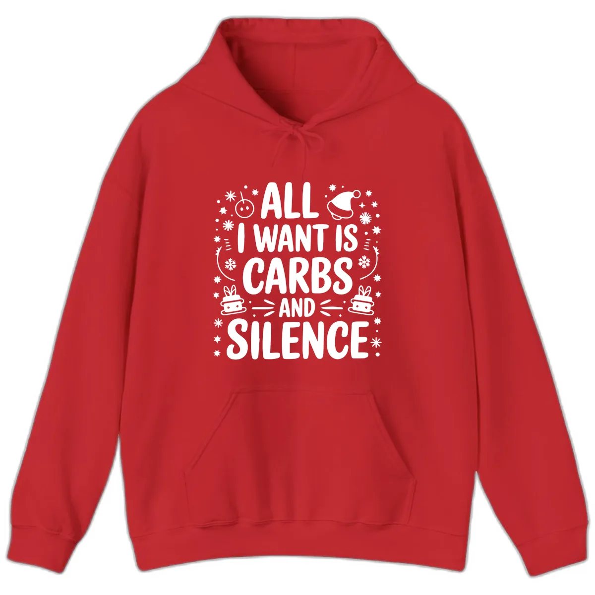 All I Want Is Carbs And Silence Hoodie in Red