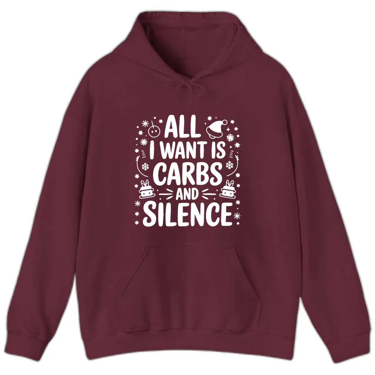 All I Want Is Carbs And Silence Hoodie in Maroon