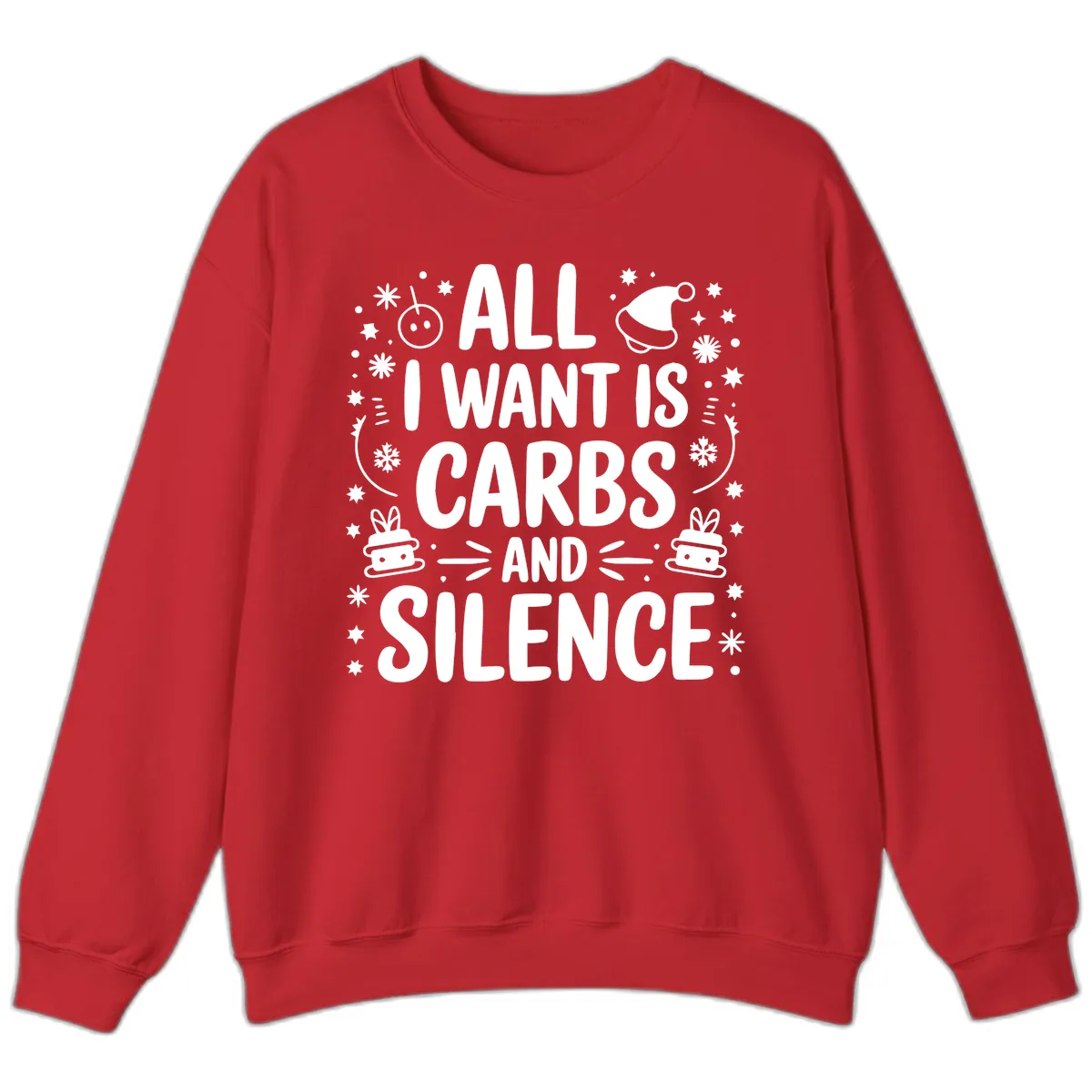 All I Want Is Carbs And Silence Sweatshirt in Red