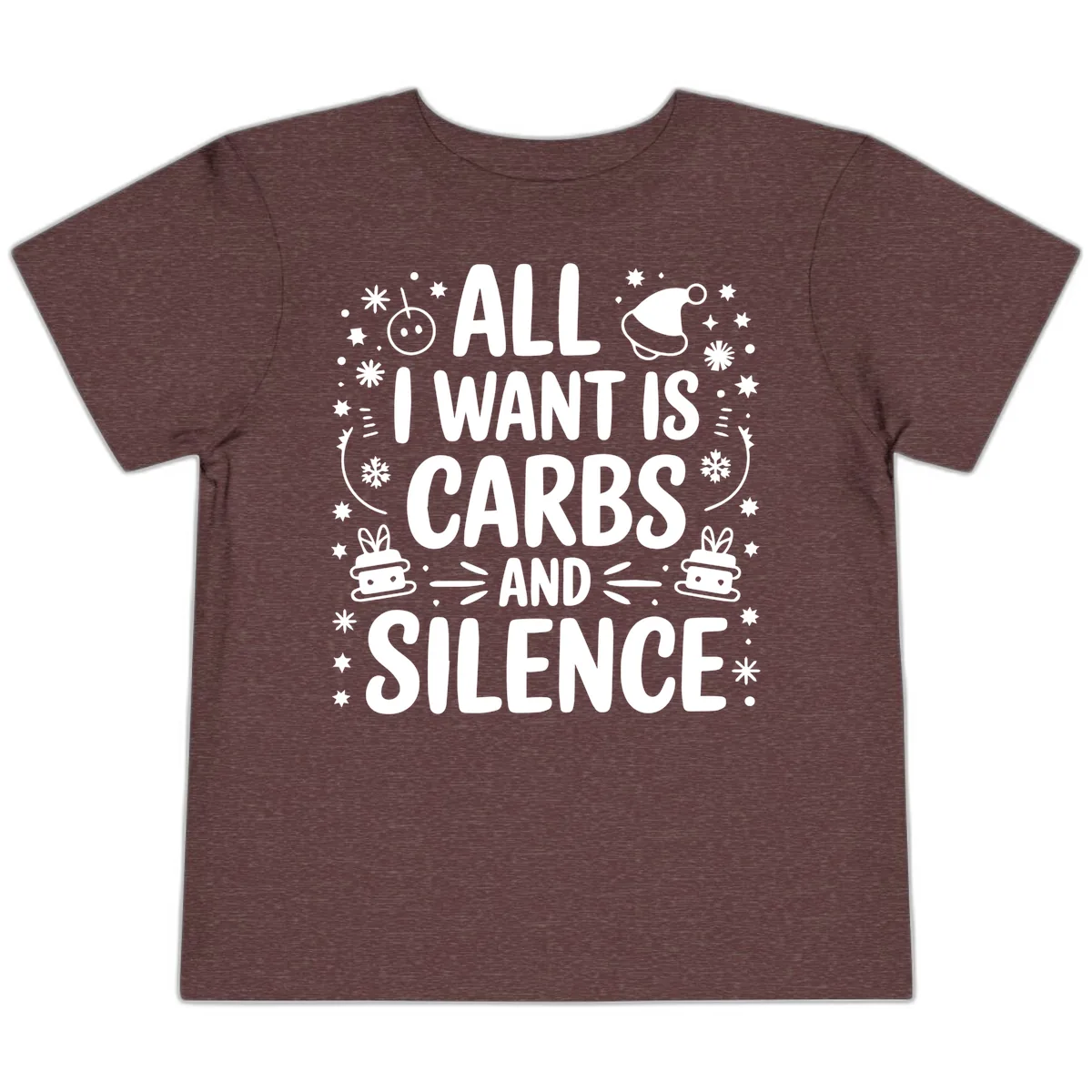 All I Want Is Carbs And Silence Toddler T-Shirt in Heather Maroon
