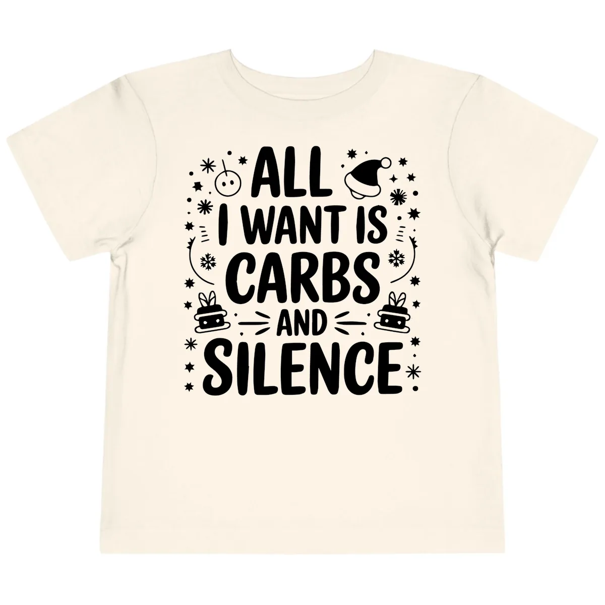 All I Want Is Carbs And Silence Toddler T-Shirt in Natural