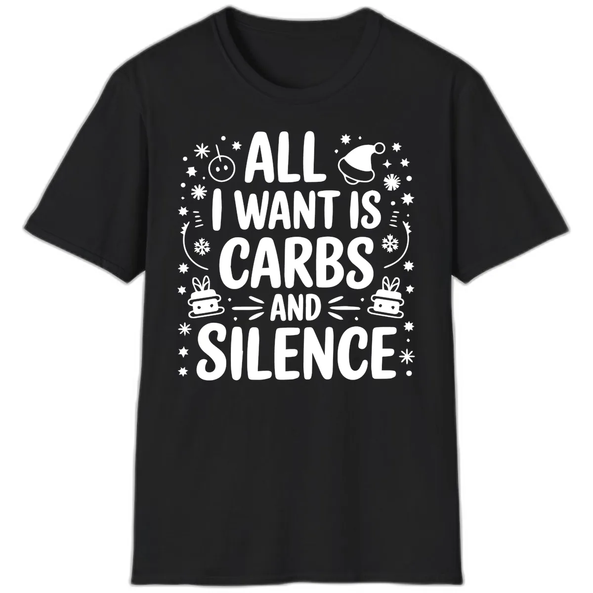 All I Want Is Carbs And Silence T-Shirt in Black