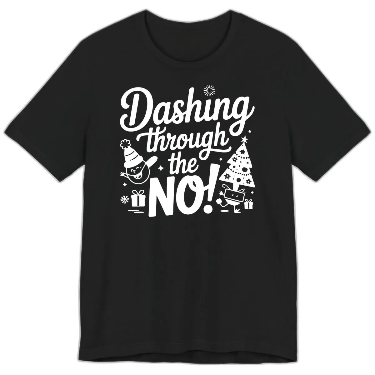 Dashing Through The No Christmas Design Premium T-Shirt in Black